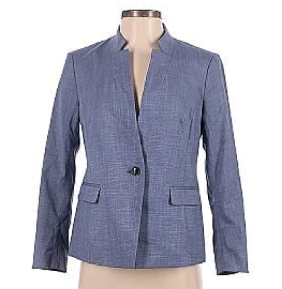 Banana Republic blue gray mandarin collar Blazer 2p petite